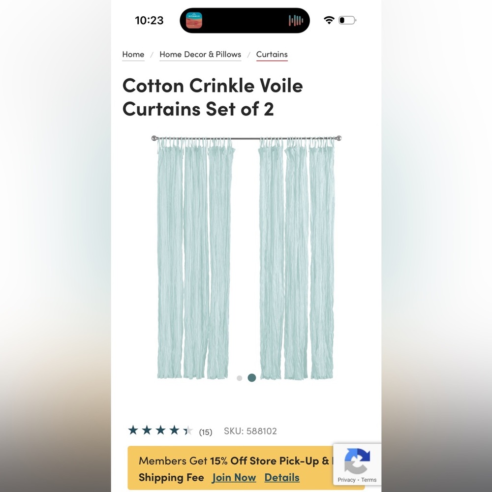 Set of FOUR world market crinkle curtains 40"Wx84"L each
